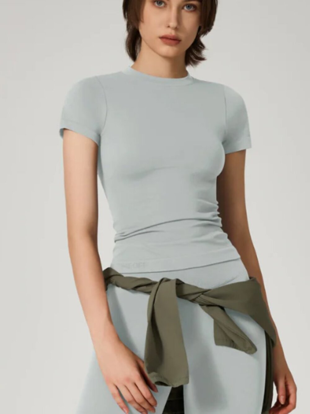 NWT TimeOFF Round Neck Grey Yoga Short Sleeve Tee Size M VIRAL ACTIVEWEAR